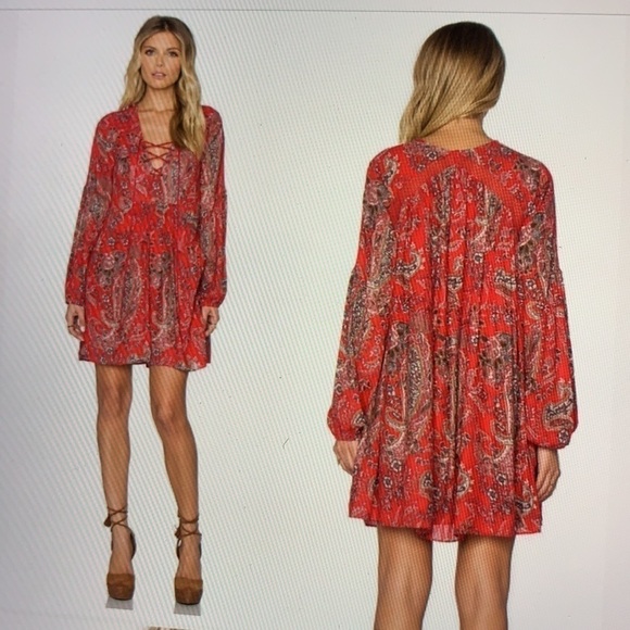 Free People Rain or Shine Boho Mini Dress S - Picture 1 of 13